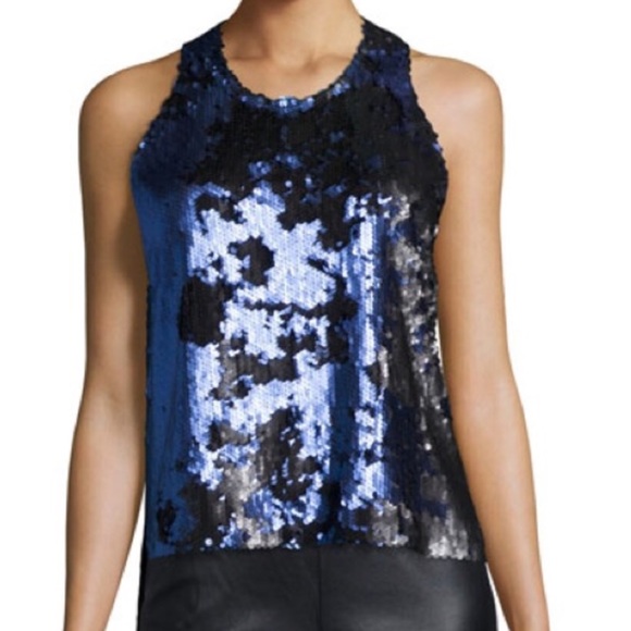 Elizabeth and James Blue and Black Sequin Tank Top - Picture 3 of 10